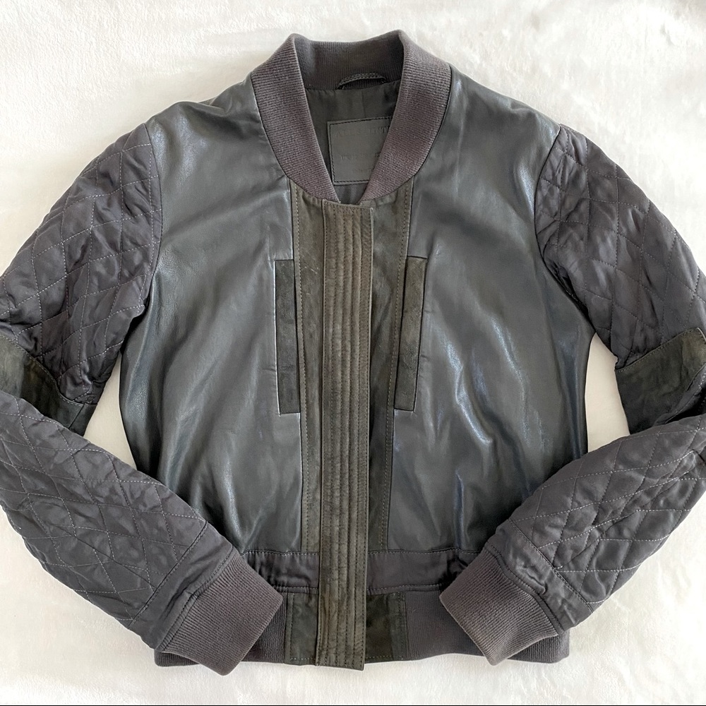 All saints Darnley leather suede bomber
